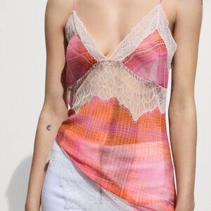 Mango Pink and Orange Lace Chemise